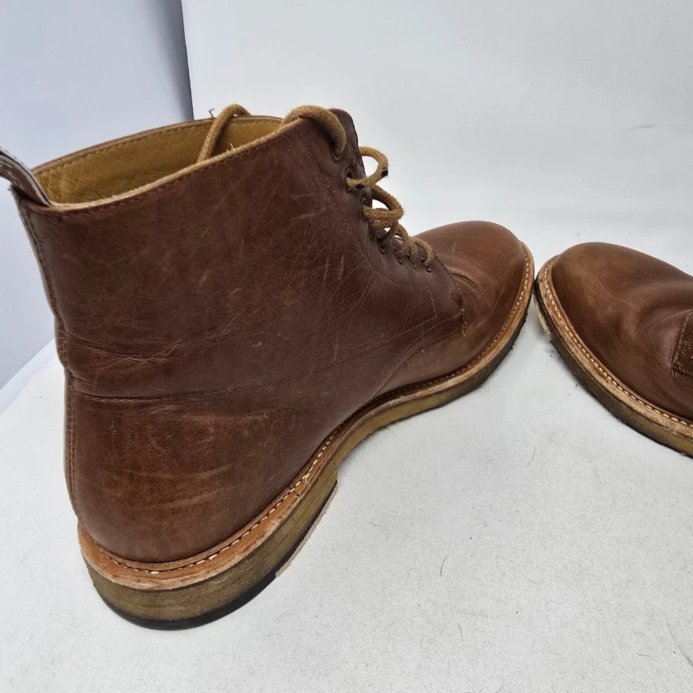 RM Williams Lace Up Boots Mens 11 Brown‎ Leather Rickaby Crepe Sole Outback